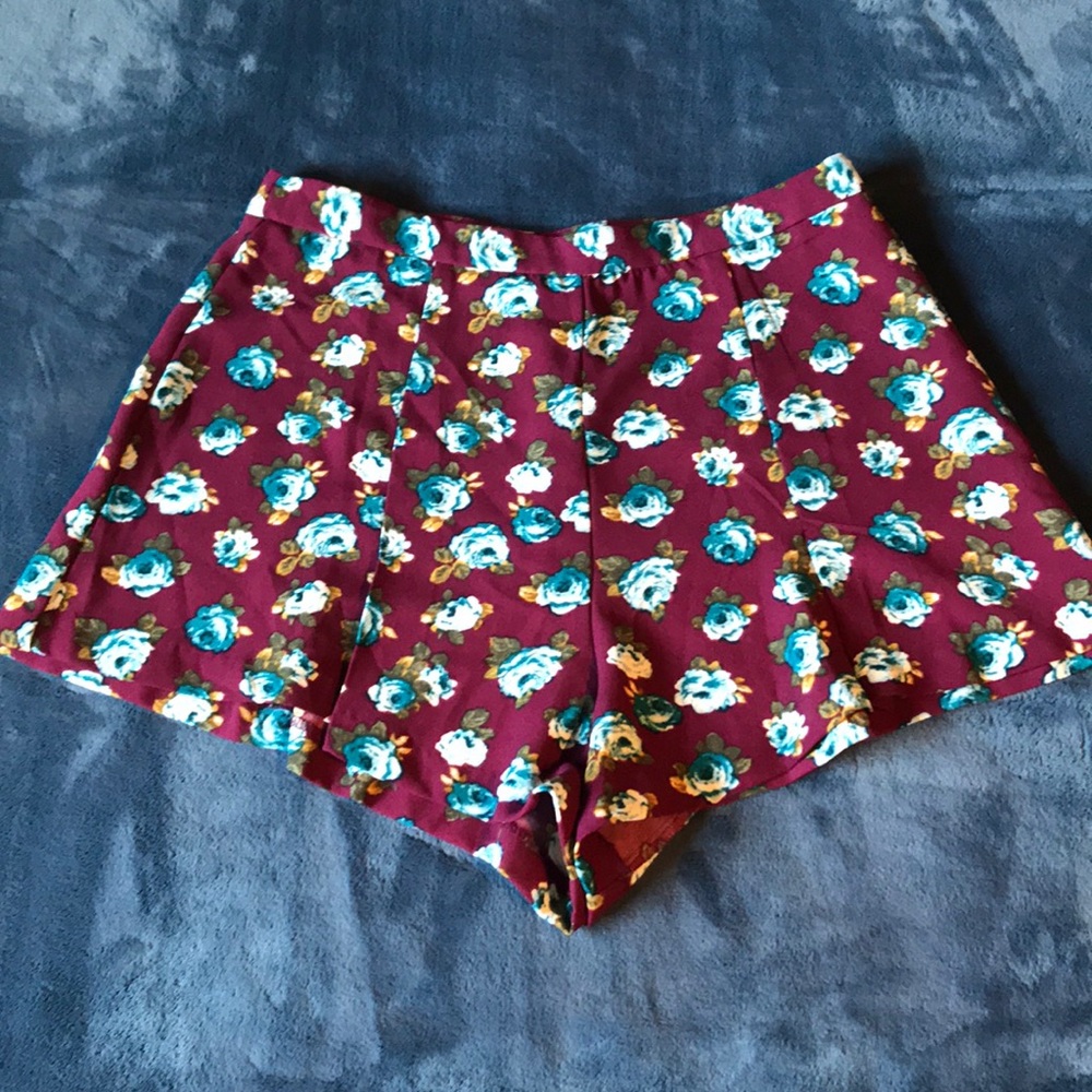 Floral Maroon Shorts
